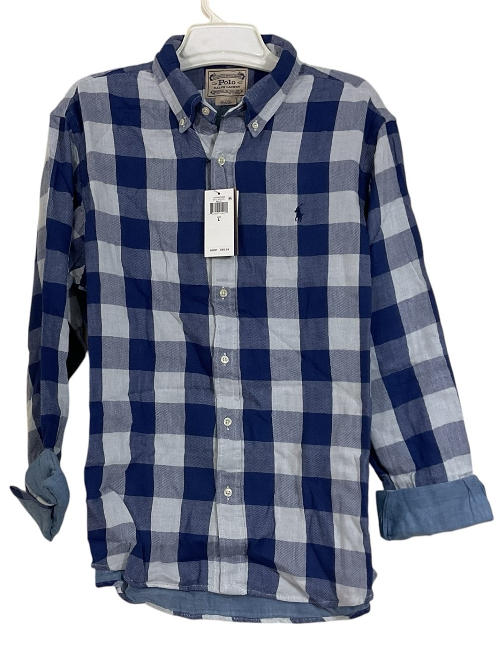 Polo Ralph Lauren RL Prepster Plaid Button Down Shirt Men’s Large NWT Untucked